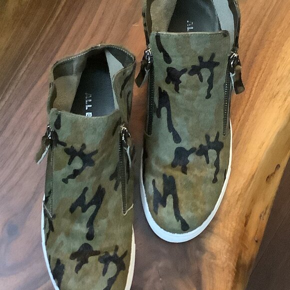 ALL BLACK Brand Calf fur Camo high top Fall sneakers Green/Black‎ CAMO- US 8.5 - Picture 1 of 5